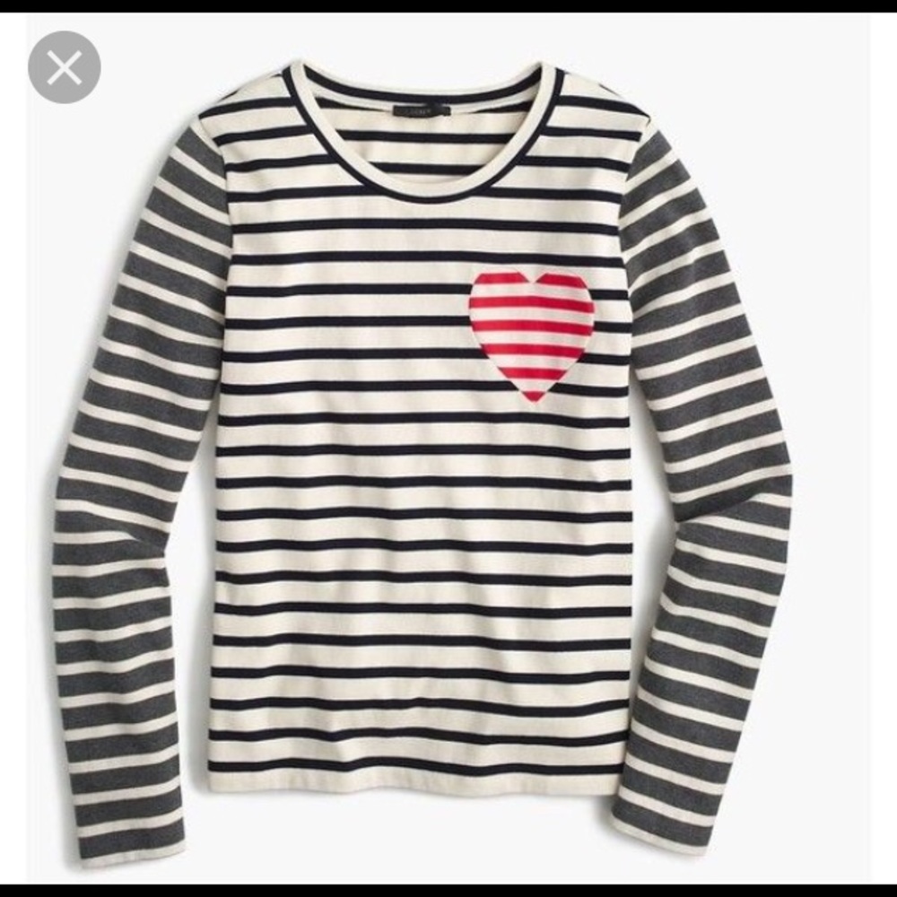 J.Crew heart and stripes long sleeved shirt